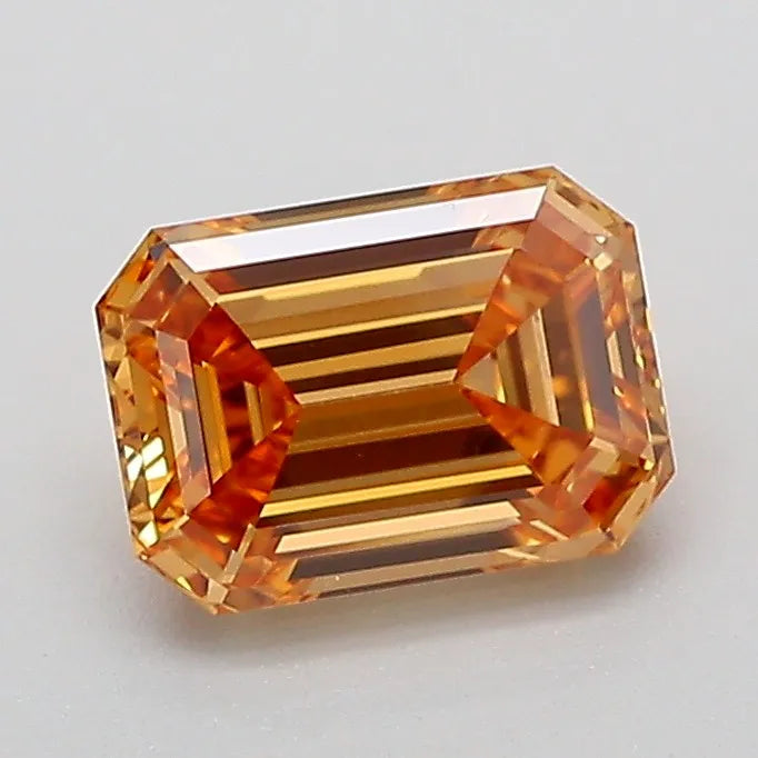 1.08ct Emerald Lab Grown Diamond (Colour Fancy Brownish Orange, Clarity VVS2, IGI Certified)