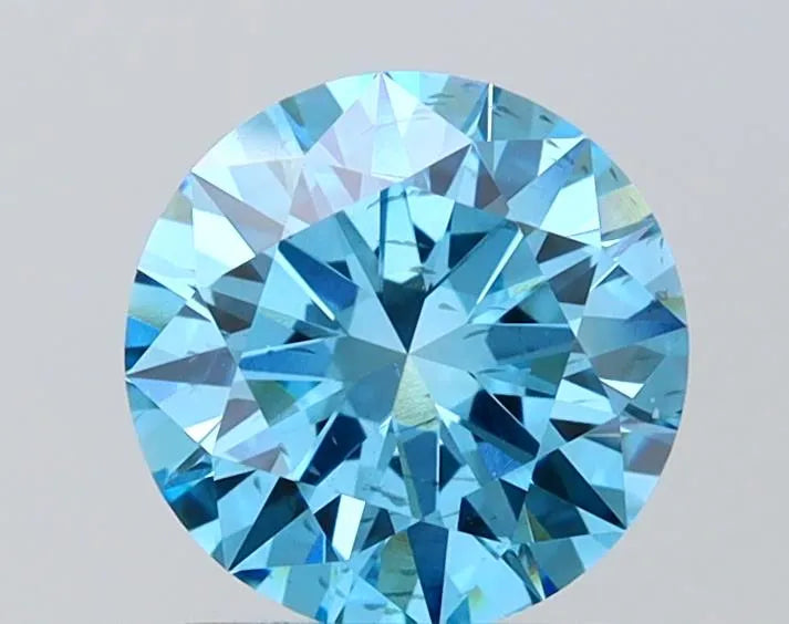1.51ct Round Lab Grown Diamond (Colour Fancy Vivid Blue, Clarity SI2, Cut EX, IGI Certified)