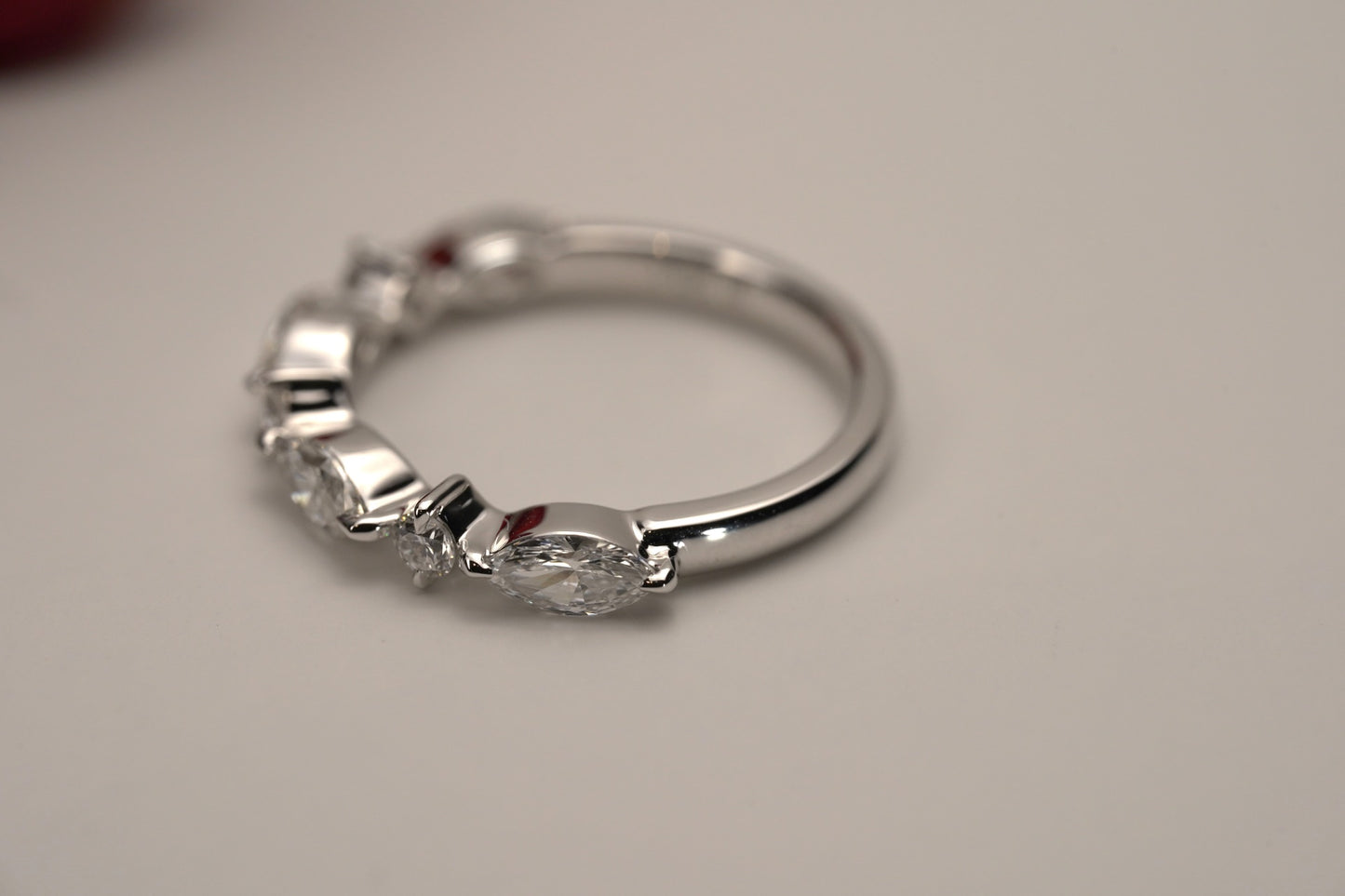 MINUET (1/2)| ALTERNATING MARQUISE AND ROUND DIAMOND ACCENT WEDDING BAND