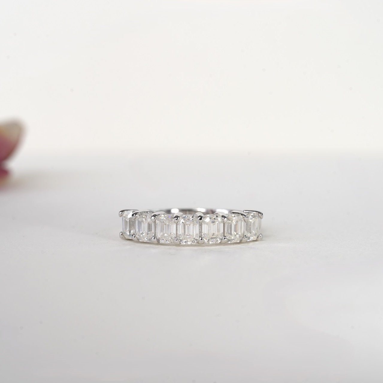 UTOPIA | EMERALD CUT DIAMOND HALF ETERNITY WEDDING BAND