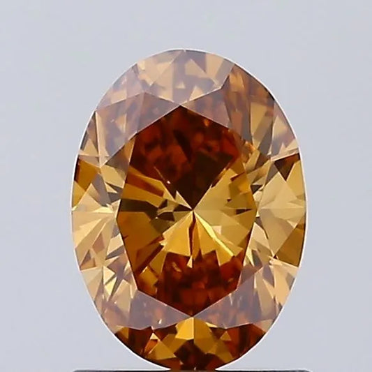 0.88ct Oval Lab Grown Diamond (Colour Fancy Orangey Brown, Clarity VVS2, IGI Certified)