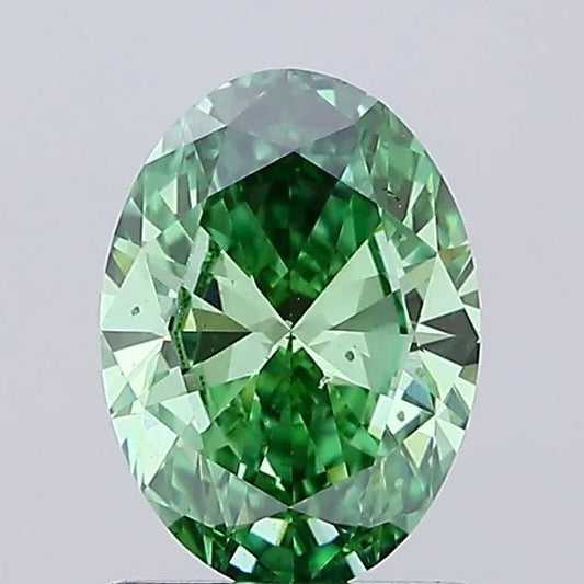 1.00ct Oval Lab Grown Diamond (Colour Fancy Vivid Green, Clarity SI1, IGI Certified)