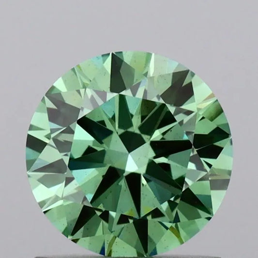 1.00ct Round Lab Grown Diamond (Colour Fancy Vivid Green, Clarity VS2, Cut EX, IGI Certified)