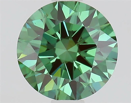 1.07ct Round Lab Grown Diamond (Colour Fancy Vivid Green, Clarity VS1, Cut ID, IGI Certified)