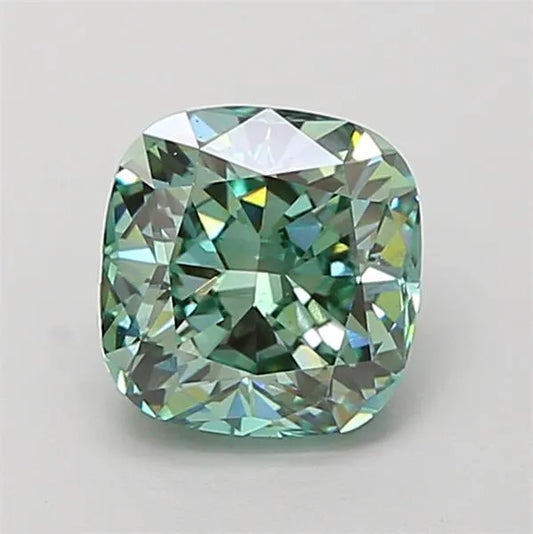 1.52ct Cushion modified Lab Grown Diamond (Colour Fancy Vivid Green, Clarity VS2, IGI Certified)