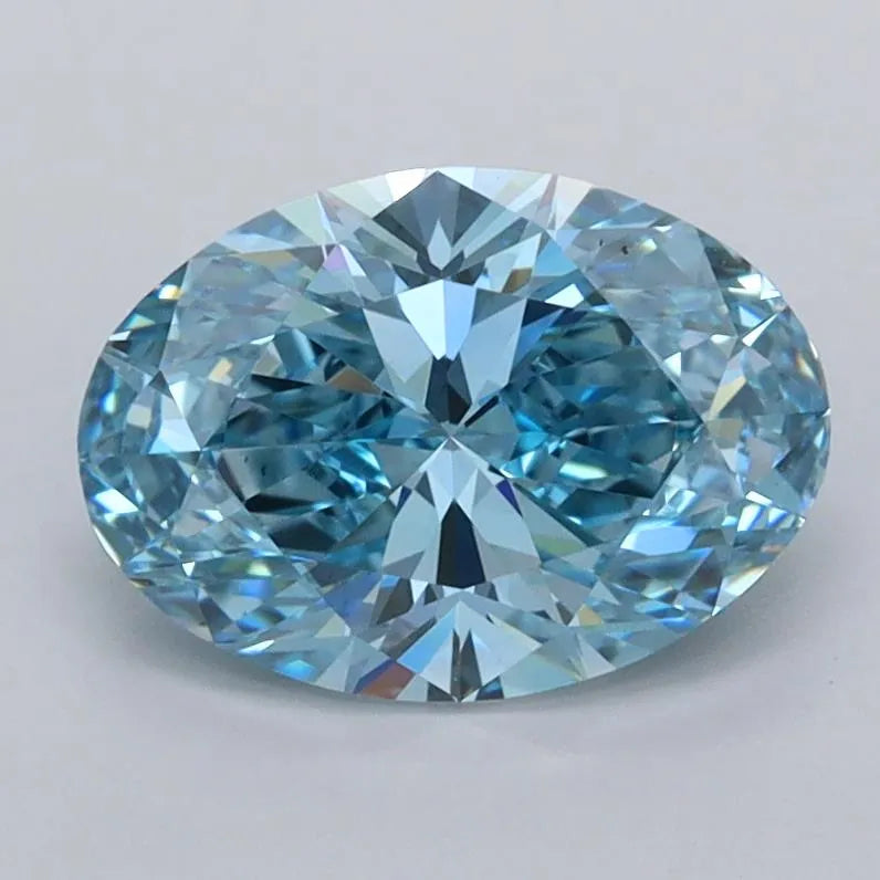 1.55ct Oval Lab Grown Diamond (Colour Fancy Vivid Blue, Clarity VVS2, IGI Certified)