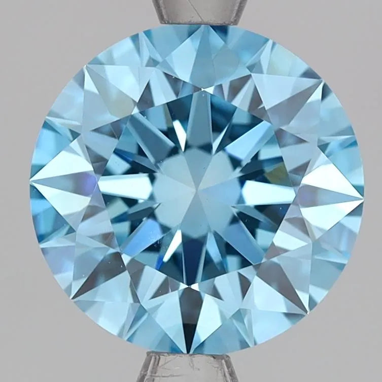2.04ct Round Lab Grown Diamond (Colour Fancy Vivid Blue, Clarity VVS2, Cut EX, IGI Certified)