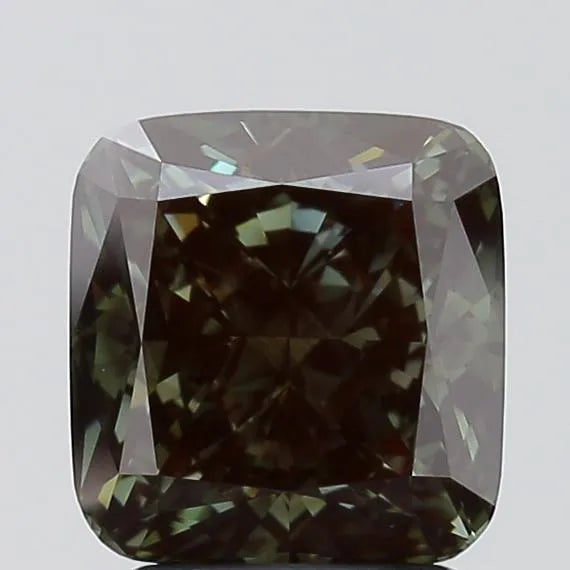 2.50ct Cushion modified Lab Grown Diamond (Colour Fancy Deep Green, Clarity VS1, IGI Certified)
