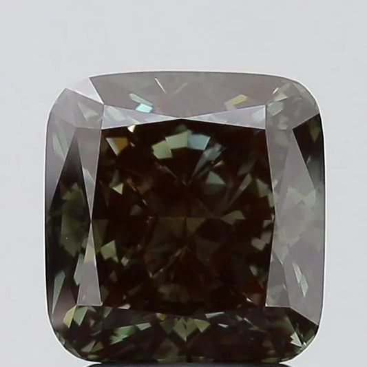 2.50ct Cushion modified Lab Grown Diamond (Colour Fancy Deep Green, Clarity VS1, IGI Certified)