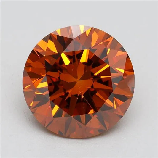3.16ct Round Lab Grown Diamond (Colour Fancy Vivid Orange, Clarity VS2, Cut EX, IGI Certified)
